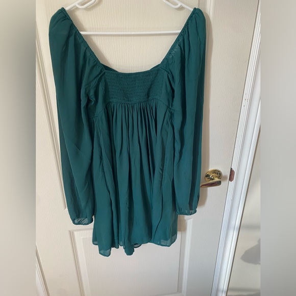 Abercrombie & Fitch Emerald Green Sweetheart Long Sleeve Mini Dress - Picture 2 of 5